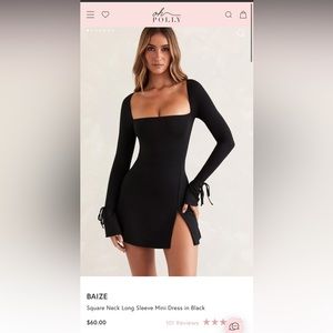 Oh Polly BAIZE Square Neck Long Sleeve Mini Dress